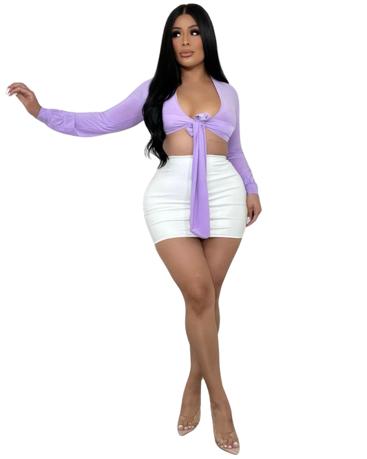 Lilac Long Sleeve Tie Crop