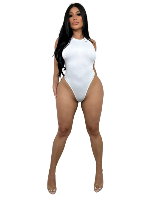 White Basic Seamless Bodysuit